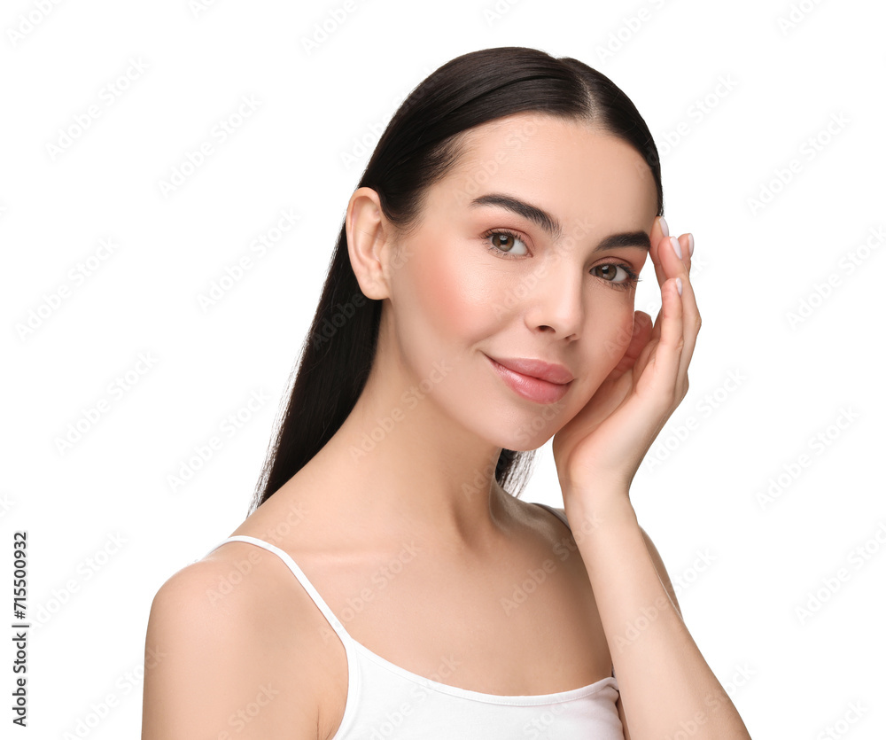 Beautiful woman with healthy skin on white background Beautiful woman with healthy skin on white background