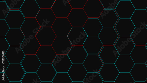 abstract futuristic hexagons on a dark blue background for network connection, computer, and communication technology. vector illustration