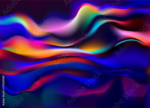 Abstract liquid holographic background. Colorful fluid design element.