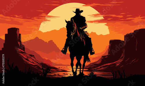 cowboy on a horse silhouette rodeo western design vector illustration