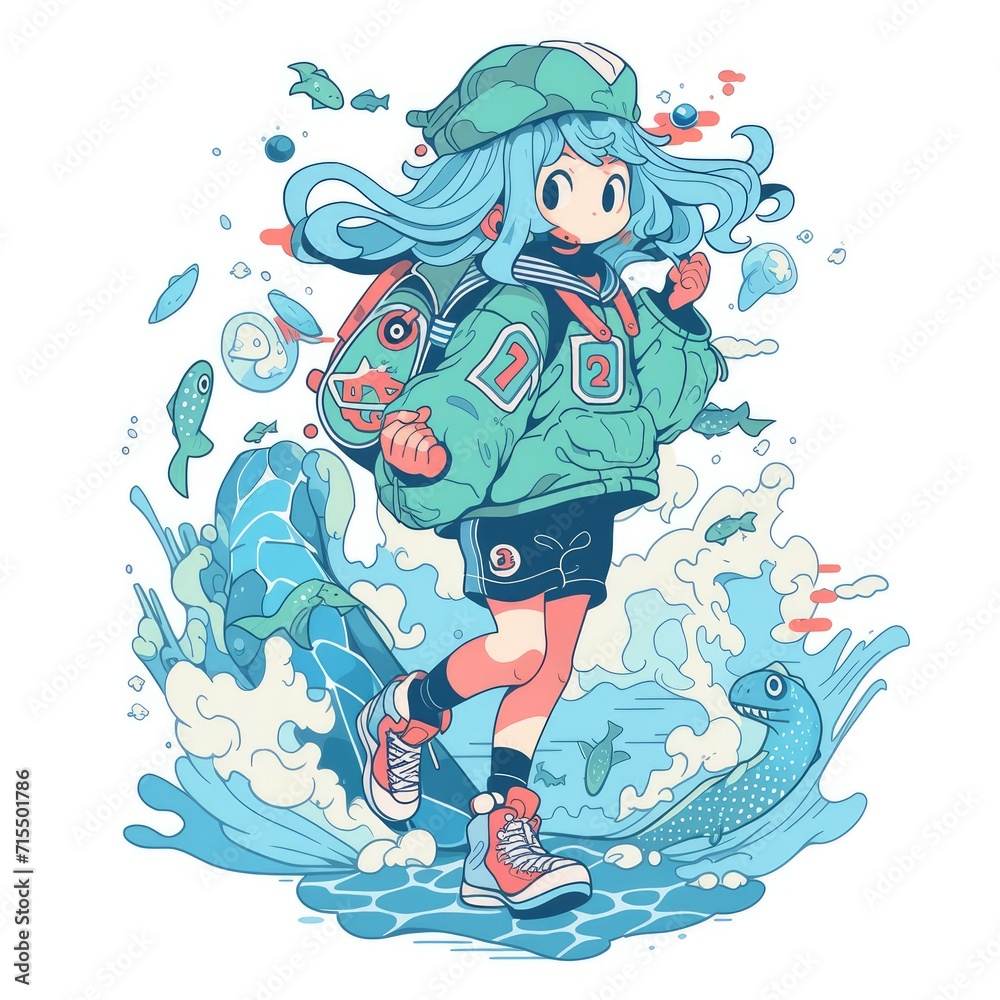 character, flat, neptune, t-shirt design, Vector, White Background, Detailed, HD, 8K character, flat, neptune, t-shirt design, Vector, White Background, Detailed, HD, 8K