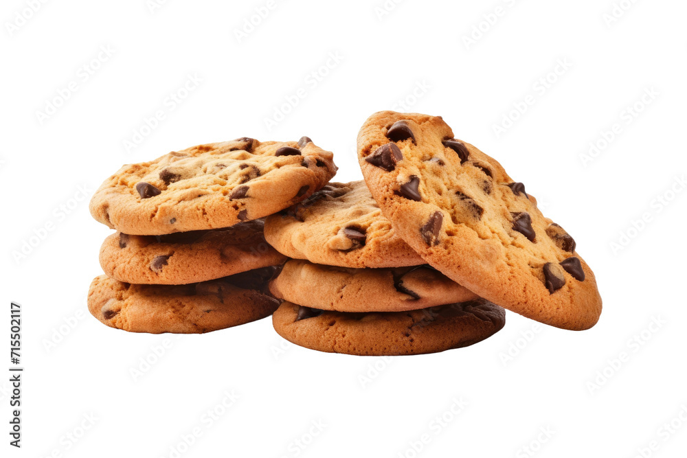 Chocolate Chip Cookies Isolated On Transparent Background