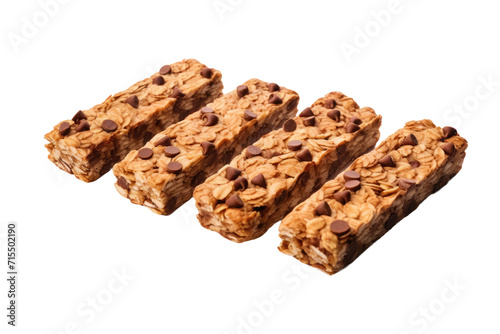 Homemade Chocolate Chip Granola Bars Isolated On Transparent Background