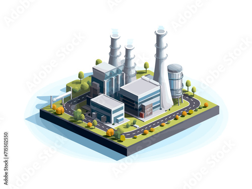 Power plant isometric vector tile isolated
