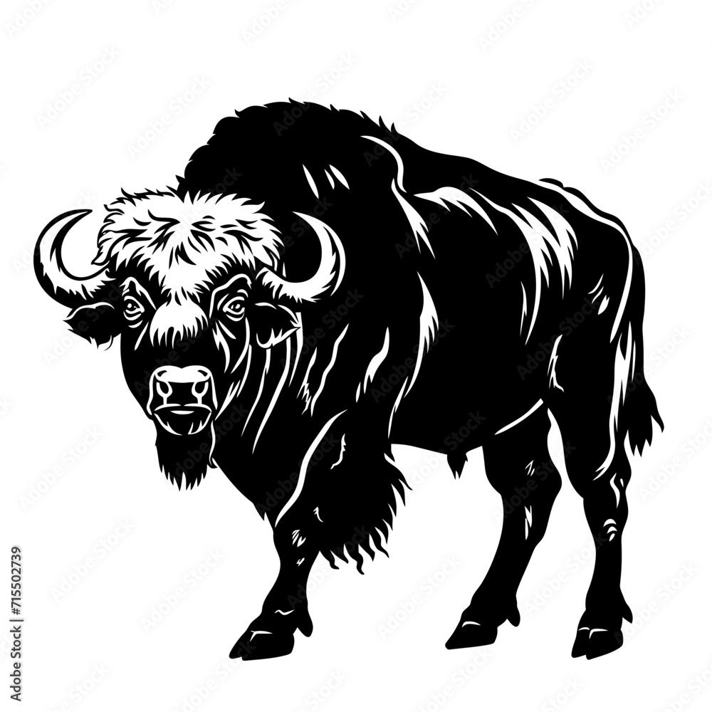 Silhouette buffalo full body black color only