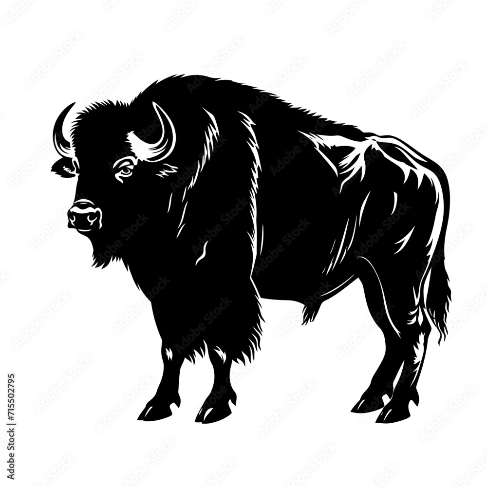 Silhouette buffalo full body black color only Silhouette buffalo full body black color only