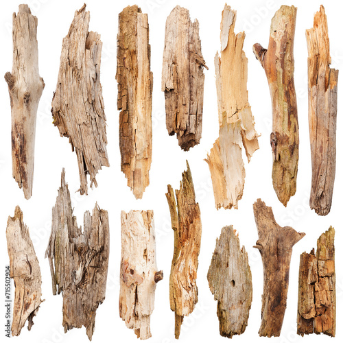 Canvastavla Broken wooden sticks isolated on white background