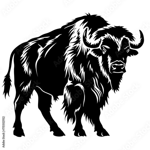 Silhouette buffalo full body black color only