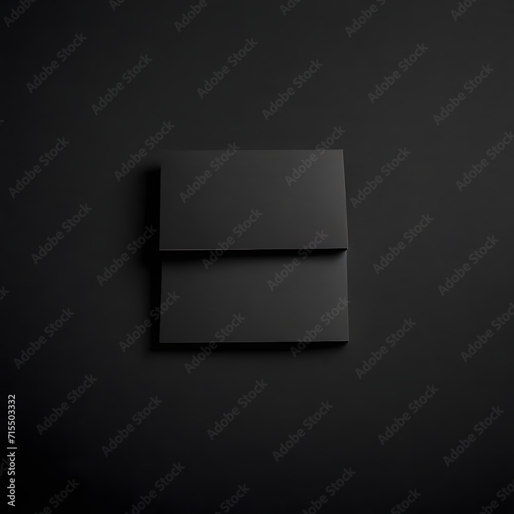 Blank business cards on black background, top view. Mockup for design Blank business cards on black background, top view. Mockup for design