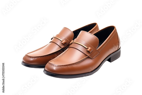 Stylish Brown Loafers in Faux Leather Isolated On Transparent Background