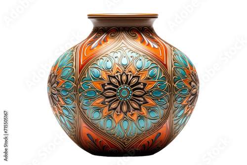 Transforming Pottery into Mandala Art Isolated On Transparent Background