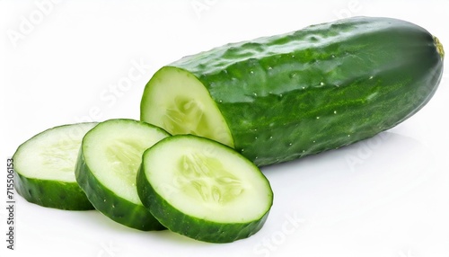 sliced cucumber isolated on white background with clipping path and full depth of field top view flat lay