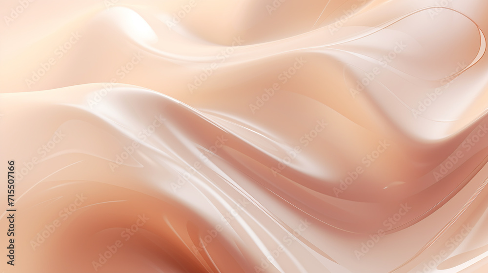 Fototapeta premium Beige cream silk satin. Draped fabric. Light pale brown luxury background with space for design.