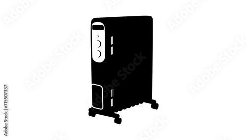 Oil Heater sign, black isolated silhouette