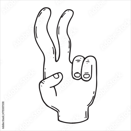 hand gesture  vector drawing in cartoon style. retro illustration of the 30s  rubber house