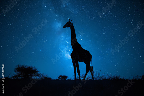 Afrikanischen Savanne Giraffe unter einem Sternenhimmel  © Fatih