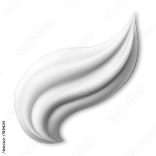 Cosmetic cream smear. Liquid face cream swatch, vector. Beauty product smudge, creamy lotion texture. Moisturizer makeup foundation drop. Realistic facial balm swirl, milky white
