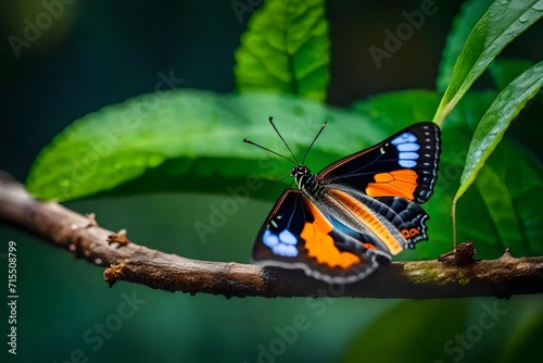 Butterfly on branch with the view of leaf. © sarmad