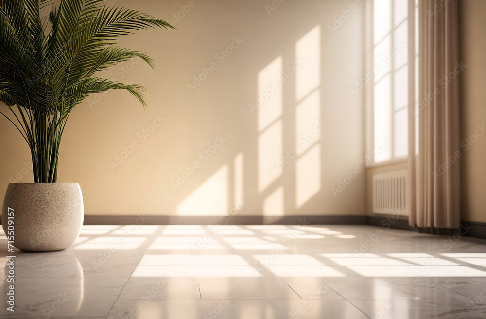 Empty blank marble floor on a beige wall, beautiful floral tropical shadow. Minimalistic backdrop for product presentation, podium, pedestal. Showcase, display case. Minimal abstract background. Empty blank marble floor on a beige wall, beautiful floral tropical shadow. Minimalistic backdrop for product presentation, podium, pedestal. Showcase, display case. Minimal abstract background.