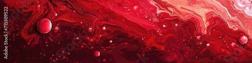 Abstract background with patterns of liquid marble in shades of red