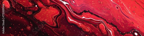 Abstract background with patterns of liquid marble in shades of red photo