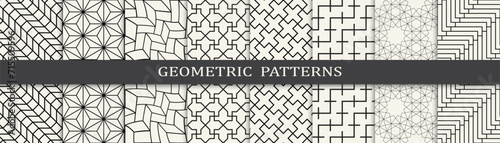 90s geometric pattern collection. Fancy black and white decoration design. Modern abstract ornament pattern.