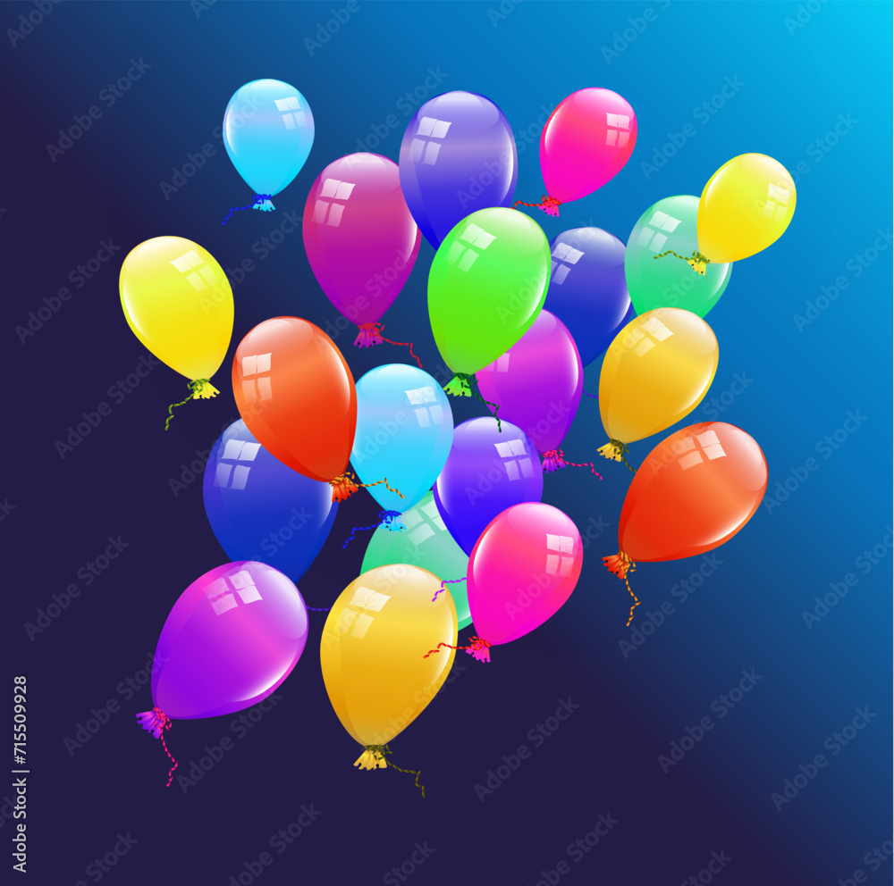 Obraz premium Multicolor Balloons on blue background