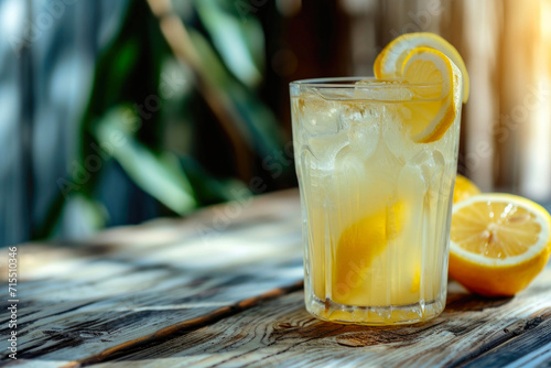 Iced Lemonade Delight on a Rustic Table