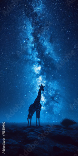 Afrikanischen Savanne Giraffe unter einem Sternenhimmel 