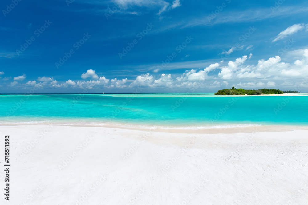 White sandy beach lagoon and island, The Maldives White sandy beach lagoon and island, The Maldives
