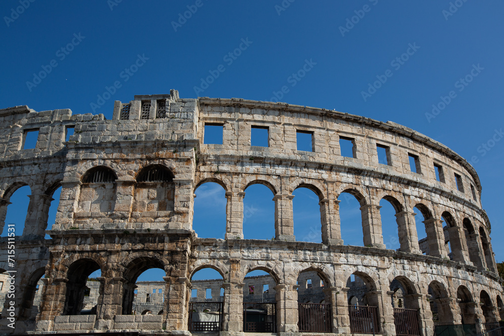 Pula Arena, Roman Amphitheater, constructed between 27 BC and 68 AD, Pula, Croatia Pula Arena, Roman Amphitheater, constructed between 27 BC and 68 AD, Pula, Croatia