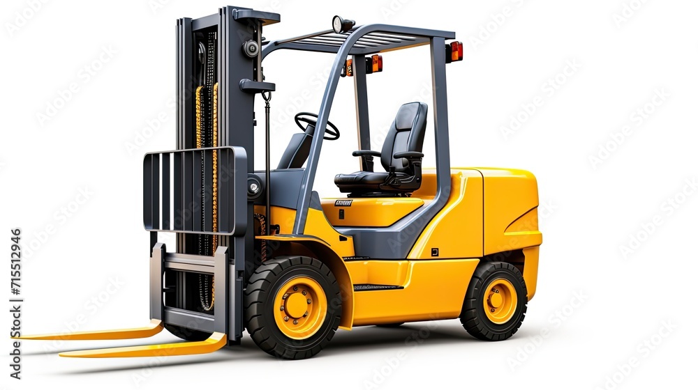 a modern forklift specifically designed for efficient warehouse operations, the sleek design and functionality of the equipment, isolated on a clean white background.