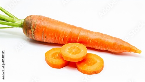 fresh carrot and cut pieces isolated on white background as package design element