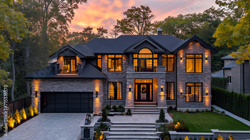 Custom built luxury house in the suburbs of Toronto, Canada. generative ai