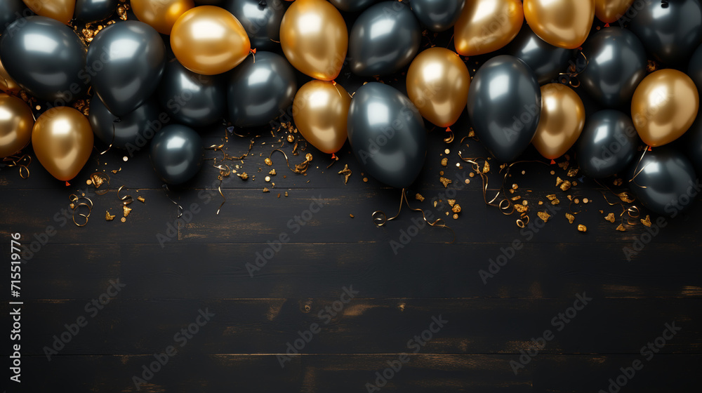 Beautiful black balloons randomly flying frame. Party elegant vector background with space for text. Beautiful black balloons randomly flying frame. Party elegant vector background with space for text.