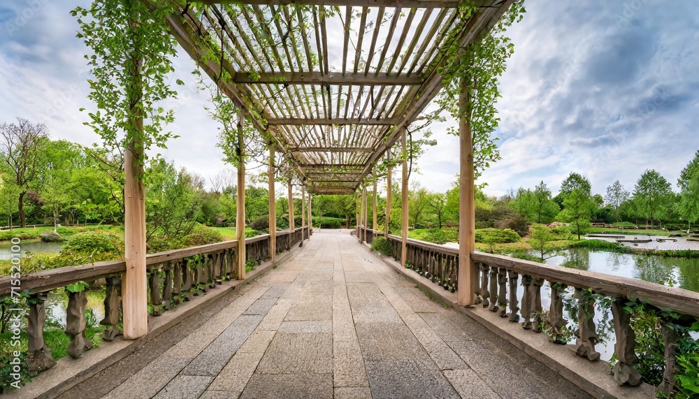 walkway and pergola in the park