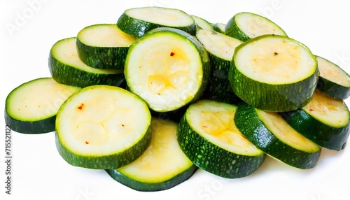 pickled and marinated zucchini slices isolated