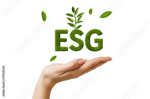ESG icon isolated on white transparent background. Environment in renewable hands. Nature, earth, environmental icon, png