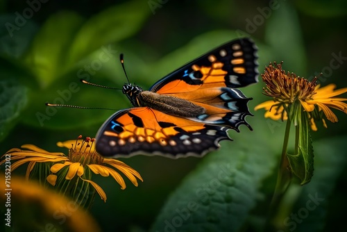 Sweet butterfly on flower in park.