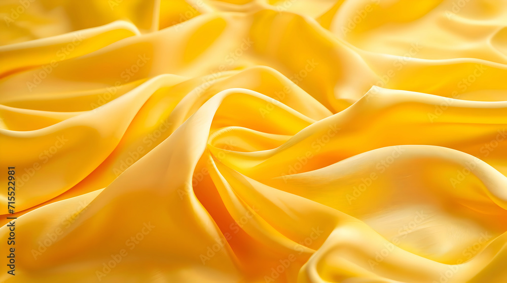 Yellow silk shiny fabric background. Fabric with folds highly detailed. Top view macro photo. High-resolution Yellow silk shiny fabric background. Fabric with folds highly detailed. Top view macro photo. High-resolution