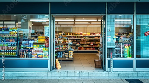 realistic illustration a supermarket front entrence photo