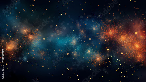 Happy New Year, burning fireworks with bokeh light background © cai