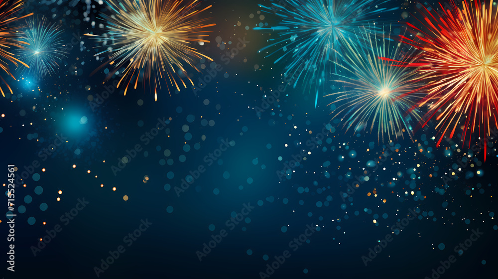 Happy New Year, burning fireworks with bokeh light background Happy New Year, burning fireworks with bokeh light background