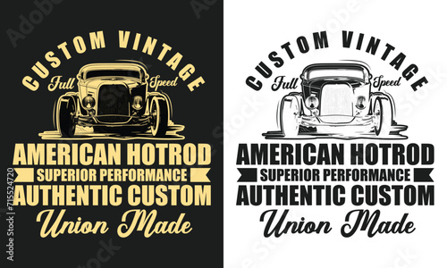 Custom vintage full speed american hotrod t-shirt design template