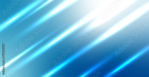 Neon Speed Blue Gradient Blurry Light Lines Pattern Background. Abstract Art Wallpaper. Vector Illustration. Banner. Backdrop