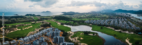Aerial view of modern golf course resort in Hainan island , China © lzf