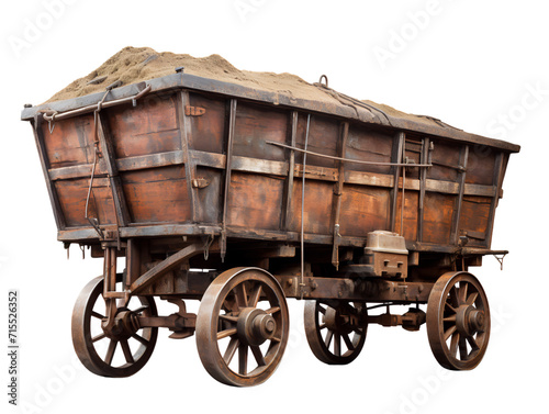 Metal Mine Cart, isolated on a transparent or white background