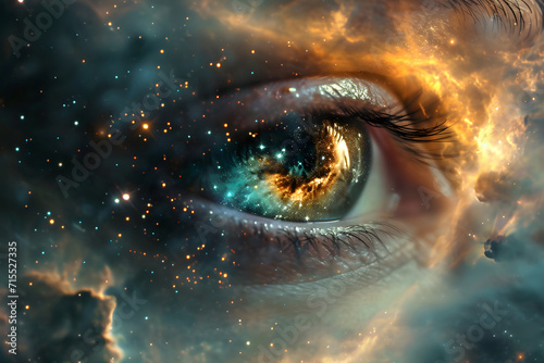 Augen des Kosmos: Struktur aus Sternen, Planeten und mehr bildet ein faszinierendes Auge im Universum, einzigartiges Design für kreative Projekte auf Adobe Stock photo