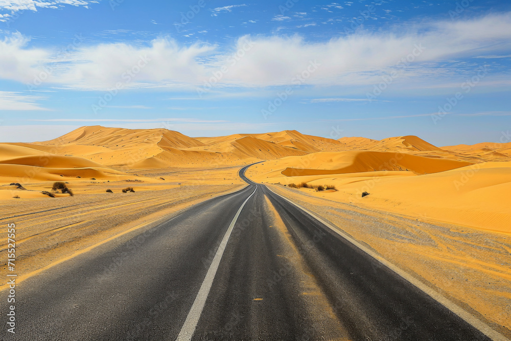 A road passing through the desert.