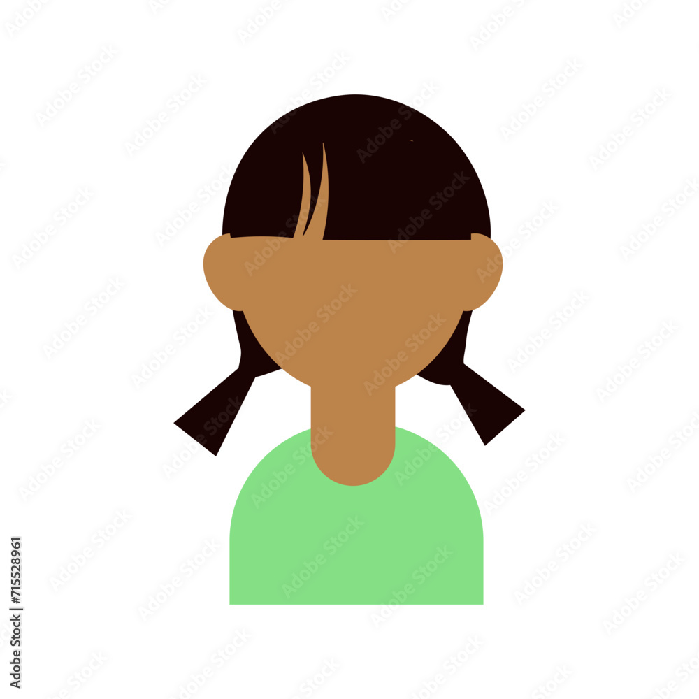 Woman Avatar Mockup. Flat, Brown Skin, Avatar Mockup, Green Sweater 